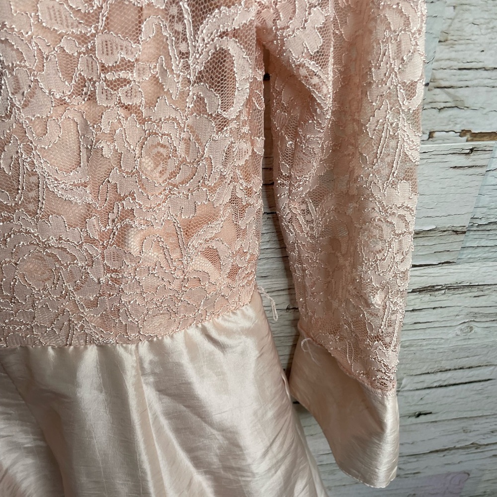Eliza j pink lace long sleeve full dress with collar size 4 - Picture 13 of 14